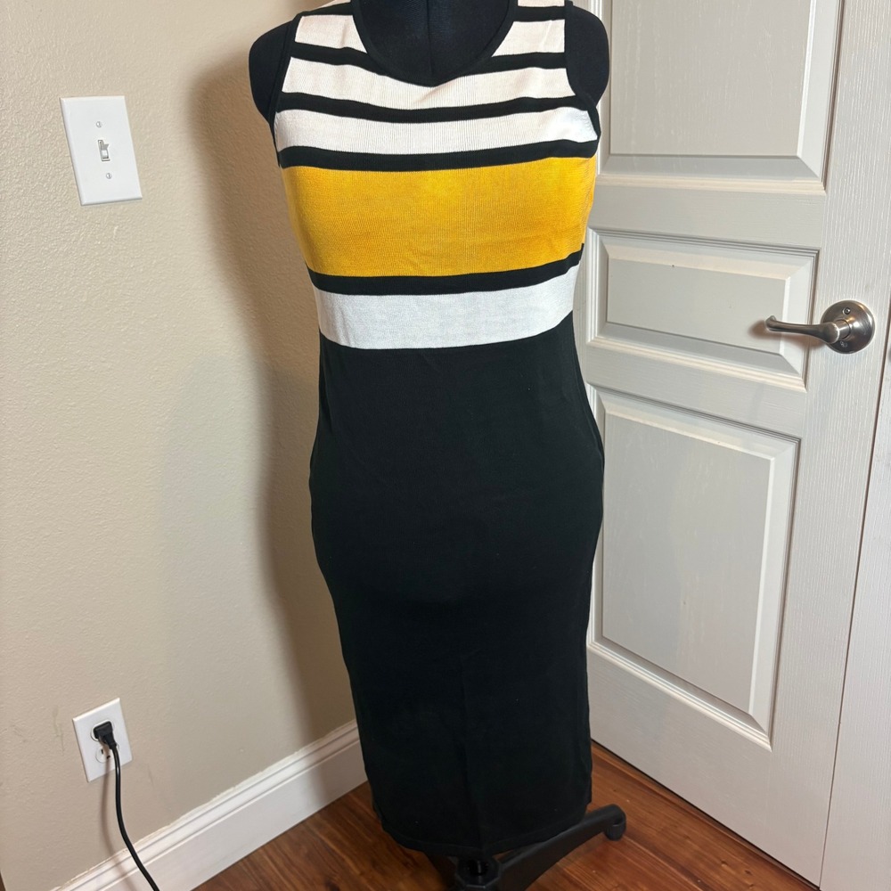Striped Colorblock Sleeveless Sweater Dress L 7th Avenue Design Studio NY&Co